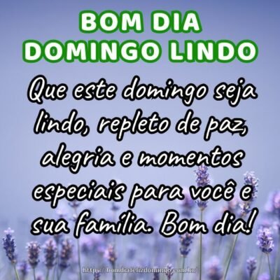 Que este domingo seja lindo, repleto de paz, alegria e momentos especiais para você e sua família. Bom dia!