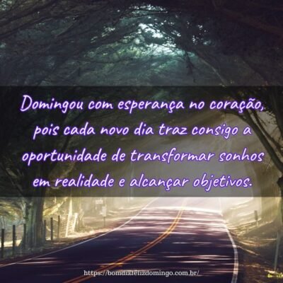 Domingou com esperança no coração, pois cada novo dia traz consigo a oportunidade de transformar sonhos em realidade e alcançar objetivos. Domingou com esperança no coração, pois cada novo dia traz consigo a oportunidade de transformar sonhos em realidade e alcançar objetivos.