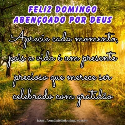 Feliz domingo abençoado por Deus! Aprecie cada momento, pois a vida é um presente precioso que merece ser celebrado com gratidão. Feliz domingo abençoado por Deus! Aprecie cada momento, pois a vida é um presente precioso que merece ser celebrado com gratidão.