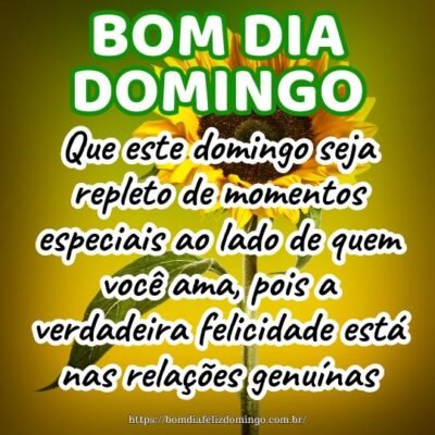 Bom dia! Que este domingo seja repleto de momentos especiais ao lado de quem você ama, pois a verdadeira felicidade está nas relações genuínas.