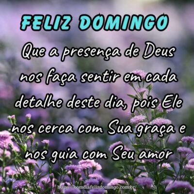 Bom dia e feliz domingo! Que a presença de Deus nos faça sentir em cada detalhe deste dia, pois Ele nos cerca com Sua graça e nos guia com Seu amor.