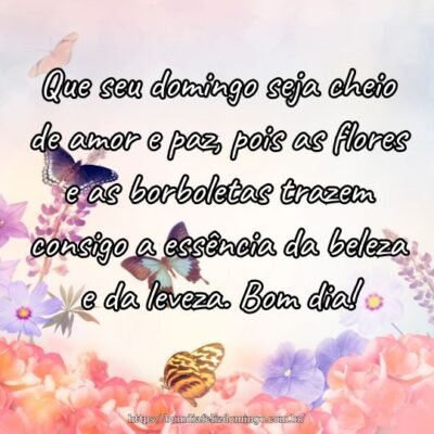 Que seu domingo seja cheio de amor e paz, pois as flores e as borboletas trazem consigo a essência da beleza e da leveza. Bom dia!