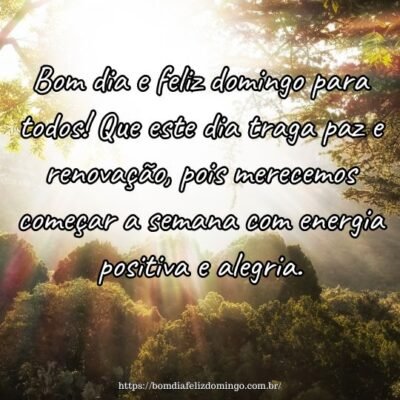 Bom dia e feliz domingo para todos! Que este dia traga paz e renovação, pois merecemos começar a semana com energia positiva e alegria. Bom dia e feliz domingo para todos! Que este dia traga paz e renovação, pois merecemos começar a semana com energia positiva e alegria.