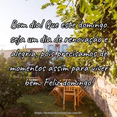Bom dia! Que este domingo seja um dia de renovação e alegria, pois precisamos de momentos assim para viver bem. Feliz domingo! Bom dia! Que este domingo seja um dia de renovação e alegria, pois precisamos de momentos assim para viver bem. Feliz domingo!