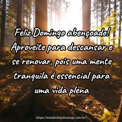Feliz Domingo abençoado! Aproveite para descansar e se renovar, pois uma mente tranquila é essencial para uma vida plena. Feliz Domingo abençoado! Aproveite para descansar e se renovar, pois uma mente tranquila é essencial para uma vida plena.
