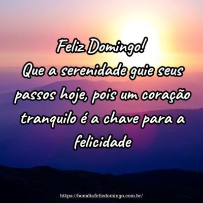 Feliz Domingo! Que a serenidade guie seus passos hoje, pois um coração tranquilo é a chave para a felicidade. Feliz Domingo! Que a serenidade guie seus passos hoje, pois um coração tranquilo é a chave para a felicidade.