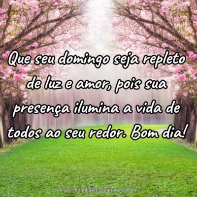 Que seu domingo seja repleto de luz e amor, pois sua presença ilumina a vida de todos ao seu redor. Bom dia!