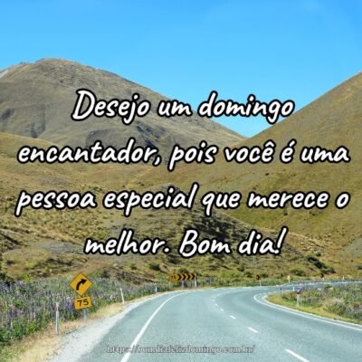 Desejo um domingo encantador, pois você é uma pessoa especial que merece o melhor. Bom dia!