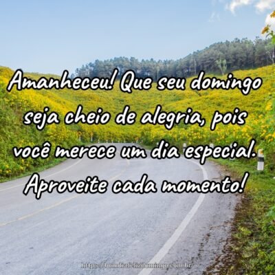 Amanheceu! Que seu domingo seja cheio de alegria, pois você merece um dia especial. Aproveite cada momento!