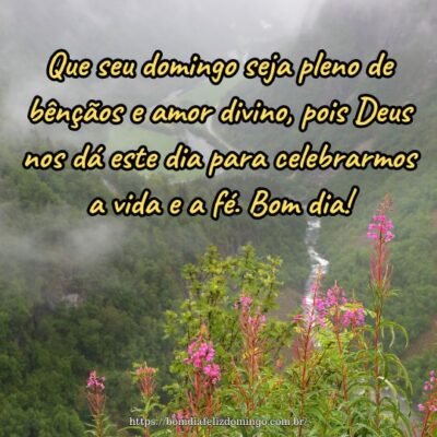 Que seu domingo seja pleno de bênçãos e amor divino, pois Deus nos dá este dia para celebrarmos a vida e a fé. Bom dia!