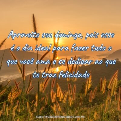 Aproveite seu domingo, pois esse é o dia ideal para fazer tudo o que você ama e se dedicar ao que te traz felicidade.