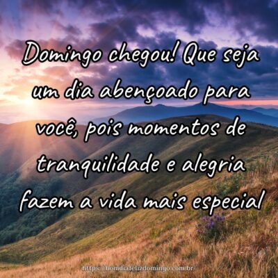 Domingo chegou! Que seja um dia abençoado para você, pois momentos de tranquilidade e alegria fazem a vida mais especial.