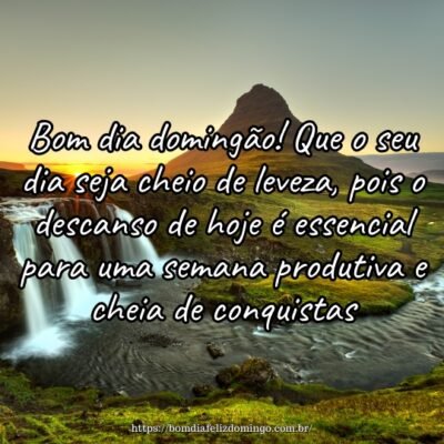 Bom dia domingão! Que o seu dia seja cheio de leveza, pois o descanso de hoje é essencial para uma semana produtiva e cheia de conquistas. Bom dia domingão! Que o seu dia seja cheio de leveza, pois o descanso de hoje é essencial para uma semana produtiva e cheia de conquistas.