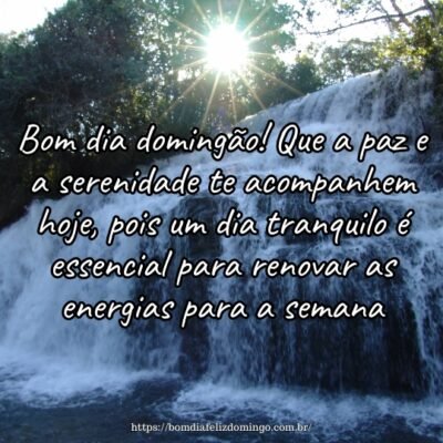 Bom dia domingão! Que a paz e a serenidade te acompanhem hoje, pois um dia tranquilo é essencial para renovar as energias para a semana. Bom dia domingão! Que a paz e a serenidade te acompanhem hoje, pois um dia tranquilo é essencial para renovar as energias para a semana.