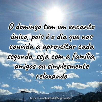 O domingo tem um encanto único, pois é o dia que nos convida a aproveitar cada segundo, seja com a família, amigos ou simplesmente relaxando.