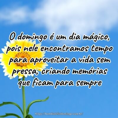 O domingo é um dia mágico, pois nele encontramos tempo para aproveitar a vida sem pressa, criando memórias que ficam para sempre.