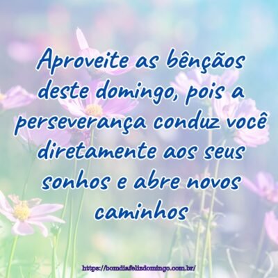 Aproveite as bênçãos deste domingo, pois a perseverança conduz você diretamente aos seus sonhos e abre novos caminhos.