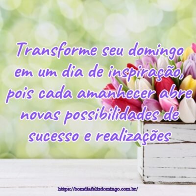 Transforme seu domingo em um dia de inspiração, pois cada amanhecer abre novas possibilidades de sucesso e realizações.