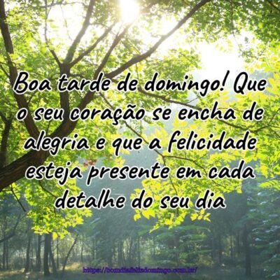 Boa tarde de domingo! Que o seu coração se encha de alegria e que a felicidade esteja presente em cada detalhe do seu dia.