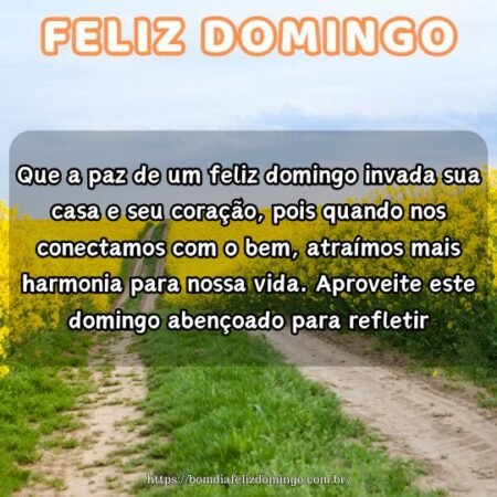 Que a paz de um feliz domingo invada sua casa e seu coração, pois quando nos conectamos com o bem, atraímos mais harmonia para nossa vida. Aproveite este domingo abençoado para refletir. Que a paz de um feliz domingo invada sua casa e seu coração, pois quando nos conectamos com o bem, atraímos mais harmonia para nossa vida. Aproveite este domingo abençoado para refletir.