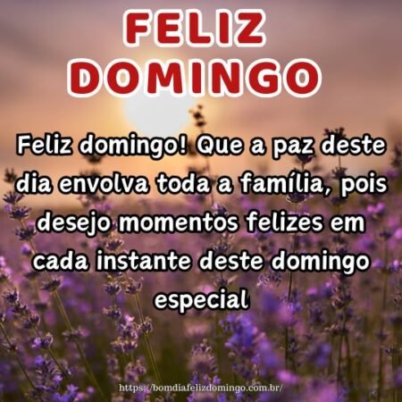 Feliz domingo! Que a paz deste dia envolva toda a família, pois desejo momentos felizes em cada instante deste domingo especial. Feliz domingo! Que a paz deste dia envolva toda a família, pois desejo momentos felizes em cada instante deste domingo especial.