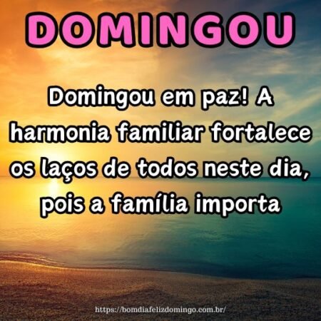 Domingou em paz! A harmonia familiar fortalece os laços de todos neste dia, pois a família importa. Domingou em paz! A harmonia familiar fortalece os laços de todos neste dia, pois a família importa.
