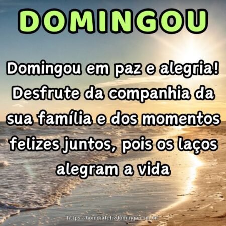 Domingou em paz e alegria! Desfrute da companhia da sua família e dos momentos felizes juntos, pois os laços alegram a vida. Domingou em paz e alegria! Desfrute da companhia da sua família e dos momentos felizes juntos, pois os laços alegram a vida.